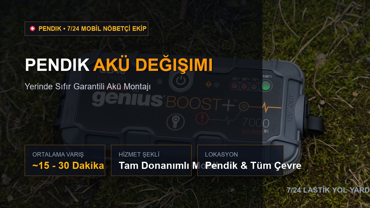 Pendik Akü Değişimi — 7/24 Acil Mobil Hizmet